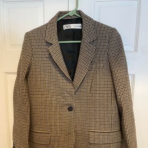Zara blazer great condition brown check pattern